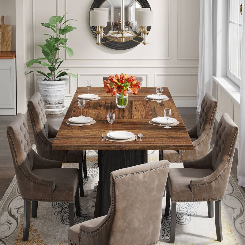 Wood Dinner Table, Kitchen Dining/Living Room Accent Dinner Table Gathering Table