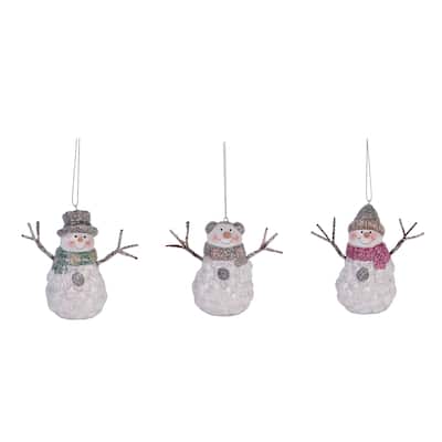 Transpac Terracotta Wire Nose Snowman Ornament Set of 3 Christmas Home Decorations