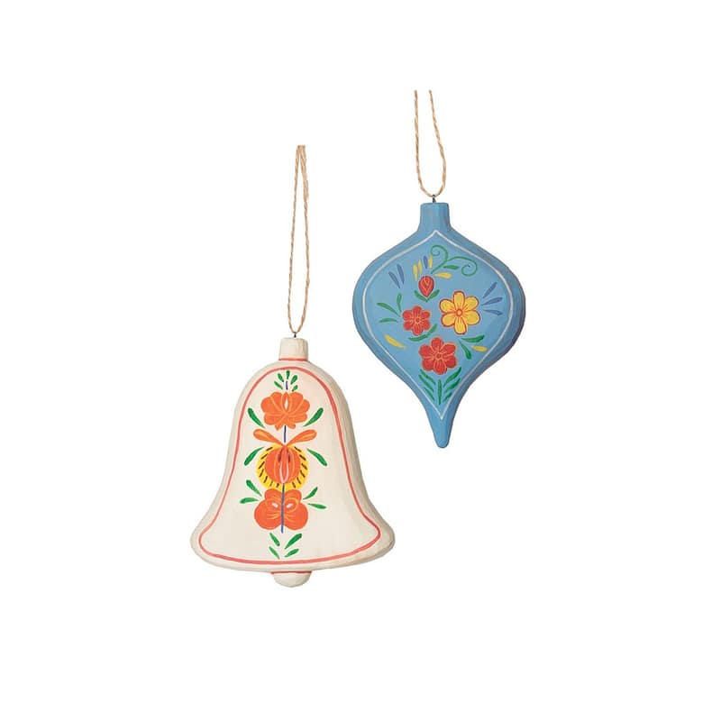 Folk Art Handmade Christmas Xmas Ornament Set of 4 - Set of 4