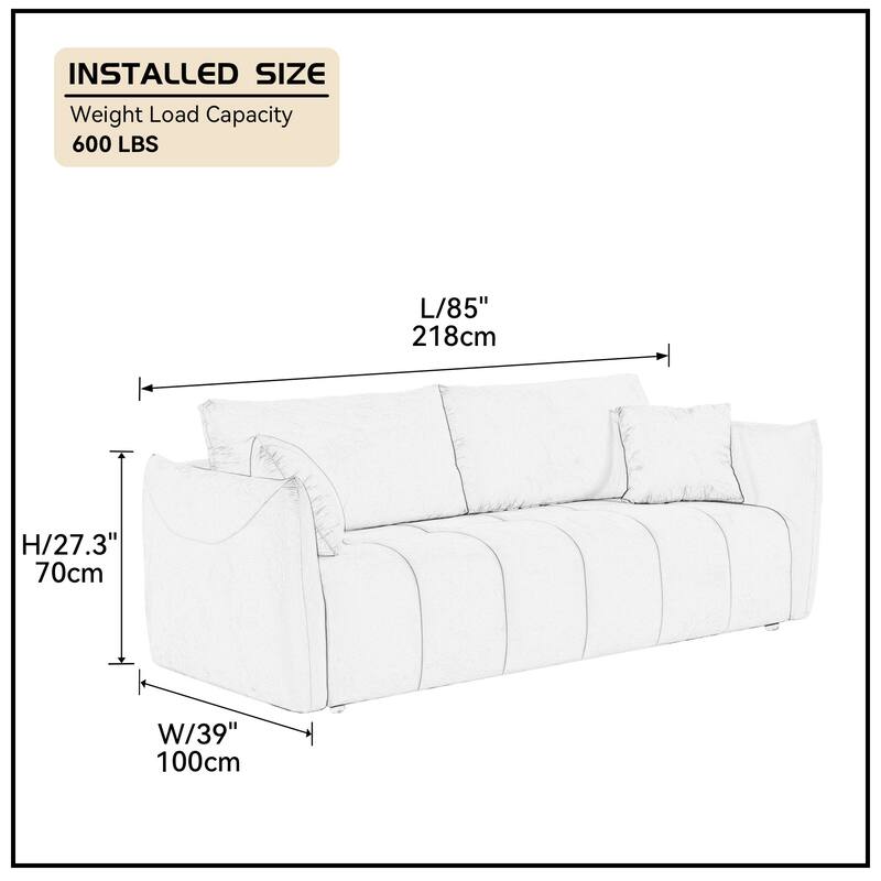 Mid-Century Modern 3-Seater Soft Sofa for Living Room, Apartment, Lounge, Bedroom