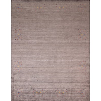Gabbeh Indian Area Rug Handmade Brown Wool Carpet - 8'2"x 9'9"