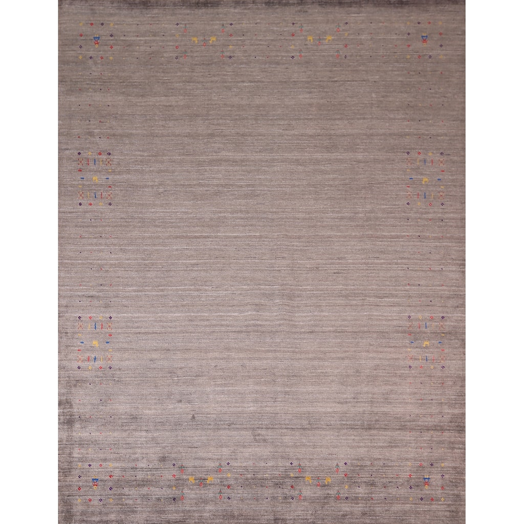 Gabbeh Indian Area Rug Handmade Brown Wool Carpet - 8'2"x 9'9"