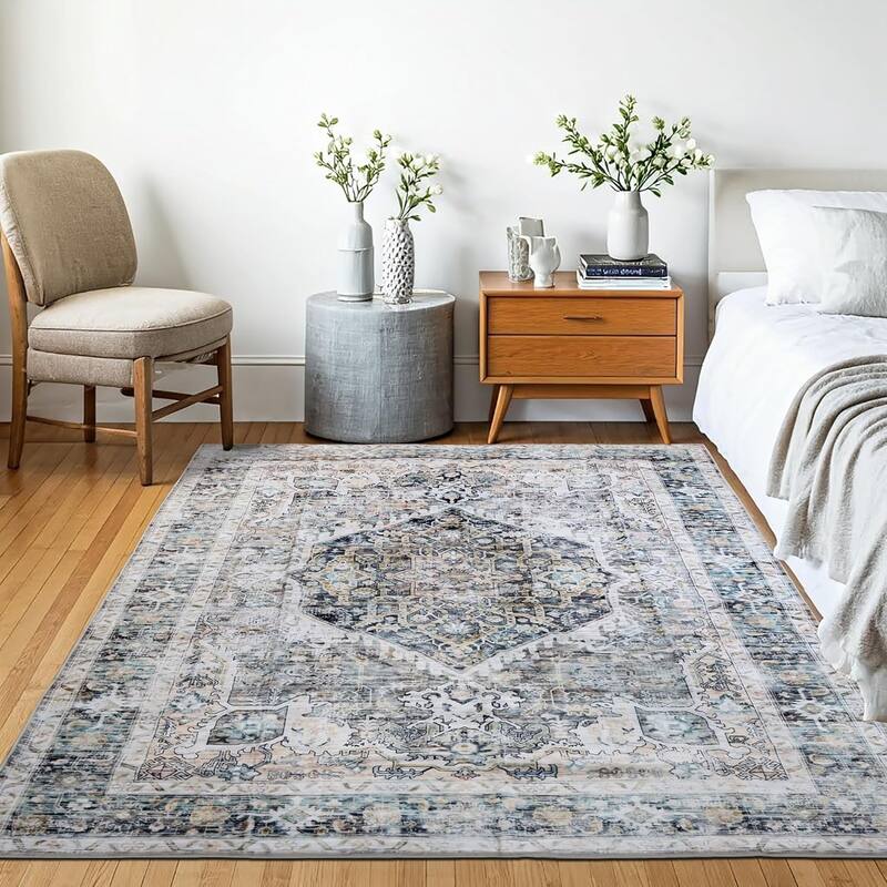 Delara Machine Washable Area Rug, Soft & Durable, Non-Slip Backing, Eco- Friendly GRS certified.