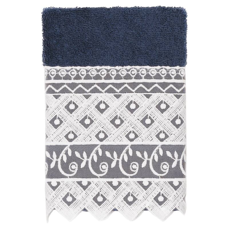 Authentic Hotel and Spa 100% Turkish Cotton Aiden 3PC White Lace Embellished Towel Set