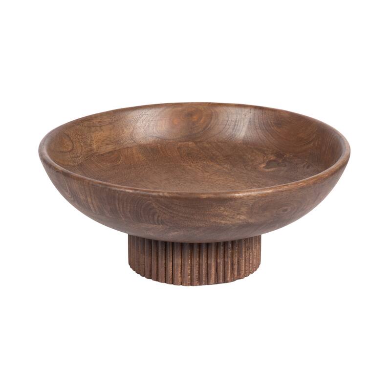 Kate and Laurel Rooks Ribbed Wood Bowl - 12x12x5 - Walnut Brown