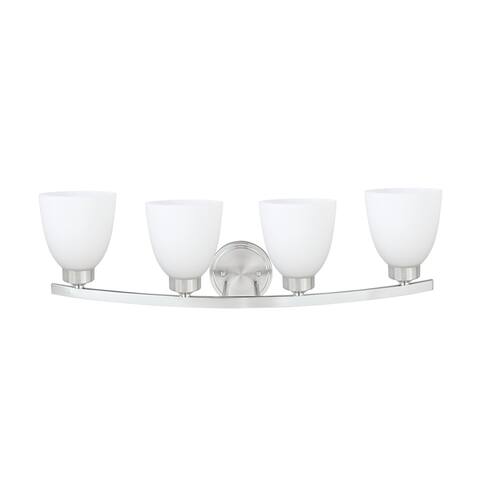 Aspen Creative Four-Light Metal Bathroom Vanity Wall Light Fixture, 28-3/4" Wide, Transitional Design in Satin Nickel