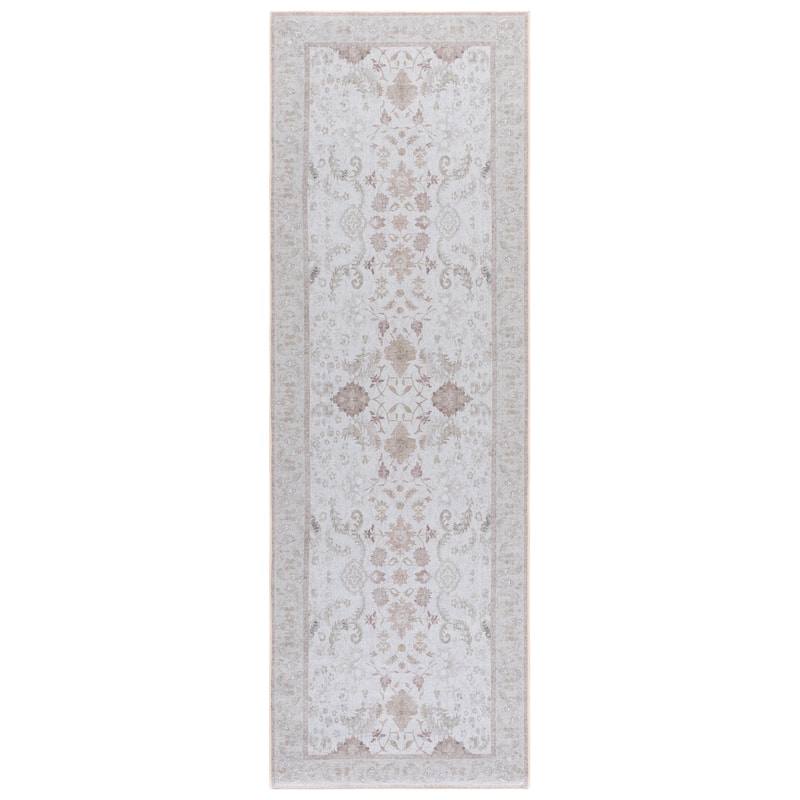 SAFAVIEH Tucson Gheorghina Machine Washable & Slip Resistant Rug - 2'6" x 8' Runner - Beige/Light Brown