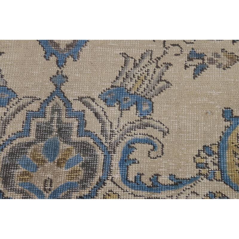 Tabriz Persian Area Rug Hand-Knotted Beige Floral Wool Carpet - 8'2"x 10'9"