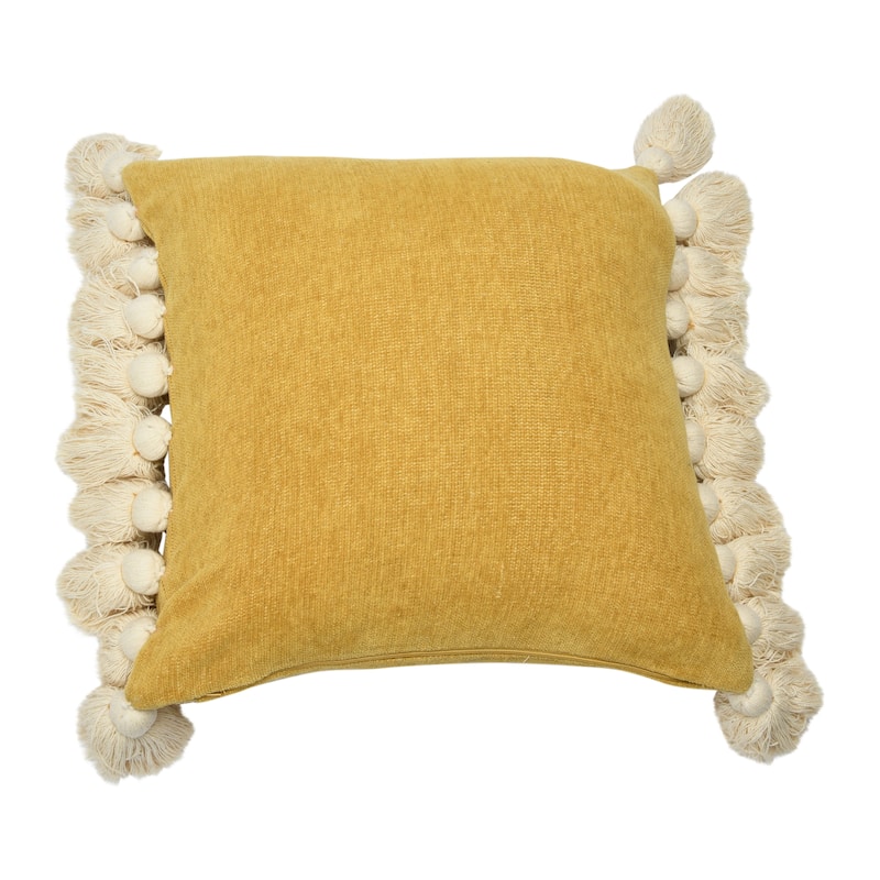 Cotton Chenille Lumbar Pillow with Tassels