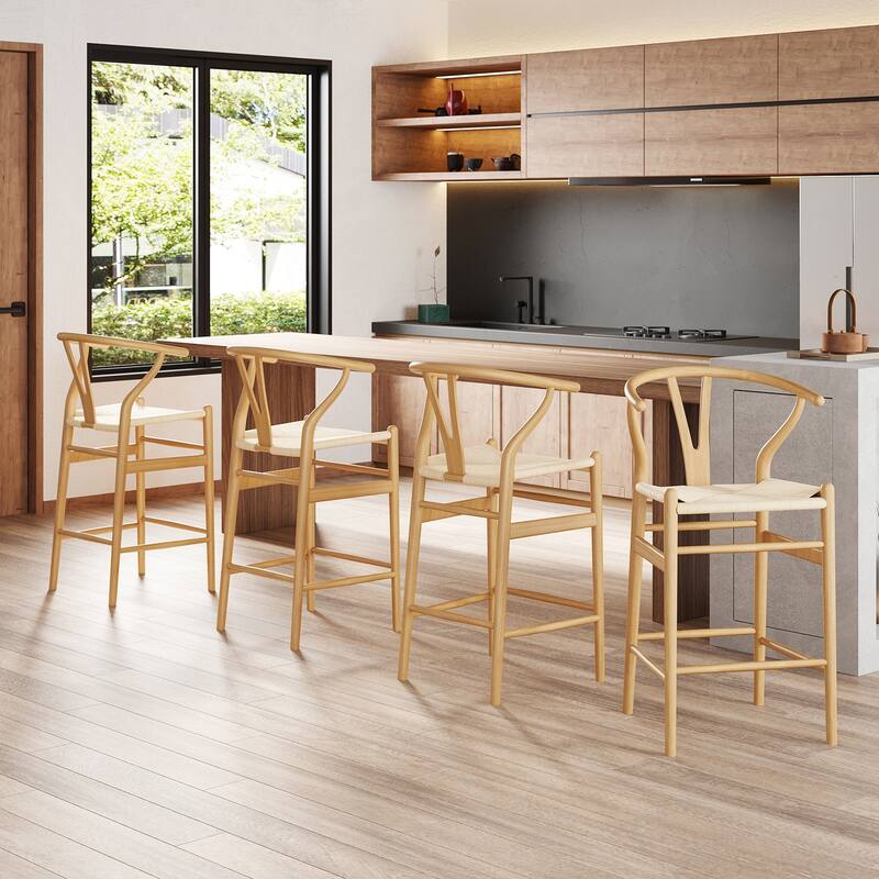 Weave Counter Height Bar Stools, Fully Assembled Rattan Bar Chairs for Kitchen Island,1pc
