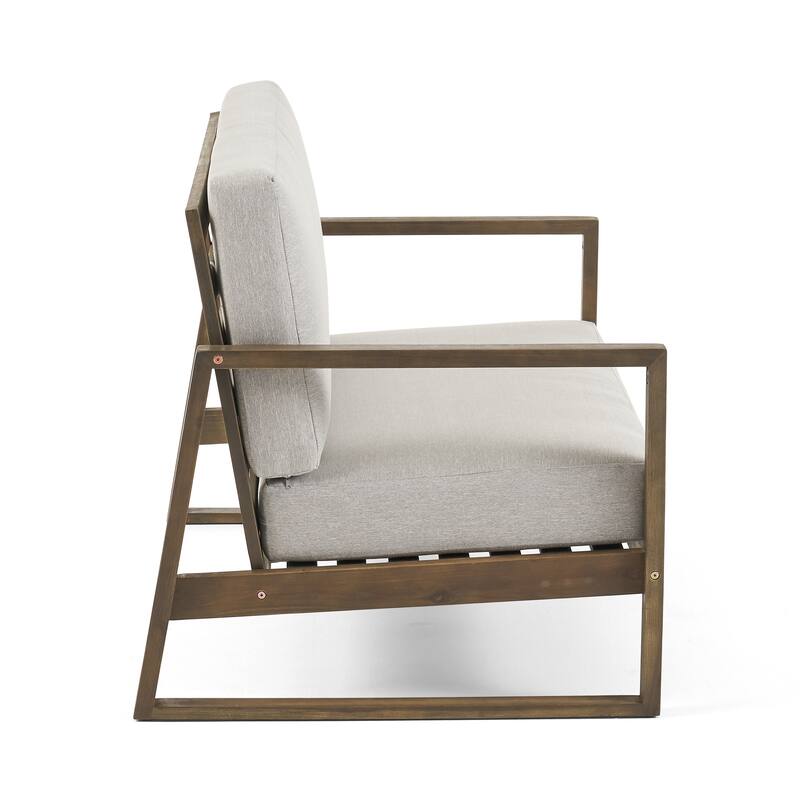 Roomfitters Belgian Outdoor Loveseat and Coffee Table Set, Modern Patio Furniture, Durable Acacia Wood Frame