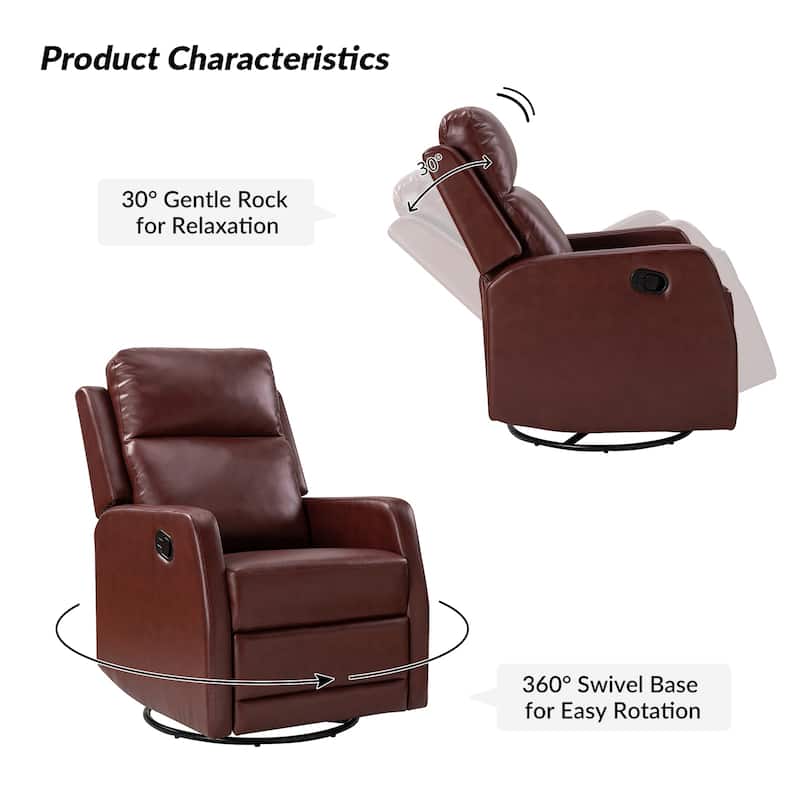 Esteban Modern Faux Leather Manual Rocking Swivel Recliner with Wingback