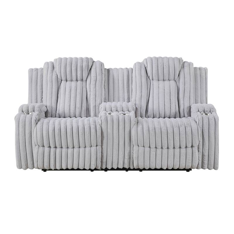 Brynda 74.5" Corduroy Manual Reclining Loveseat, Console & Cup Holders