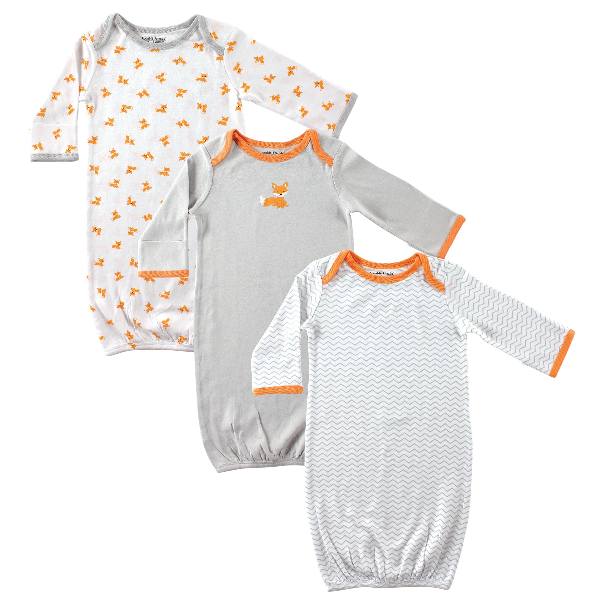 Luvable Friends Baby Boy Cotton Gowns, Fox, 0-6 Months - Fox