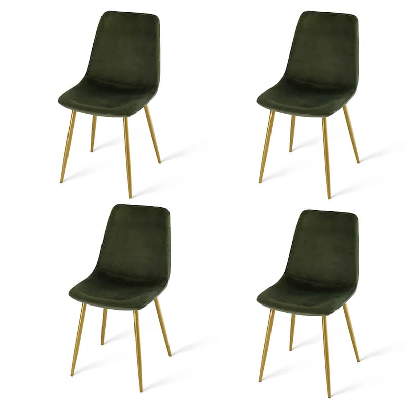 Velvet Upholstered Gold Frame Dining Chair Side Chair , Set of 4 - 34"x18"x18"