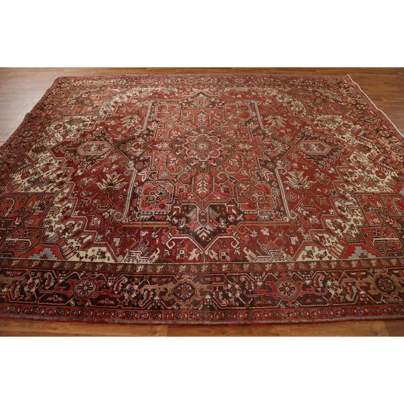 Vintage Traditional Geometric Persian Heriz Area Rug Wool Hand-knotted - 8'9" x 10'11"