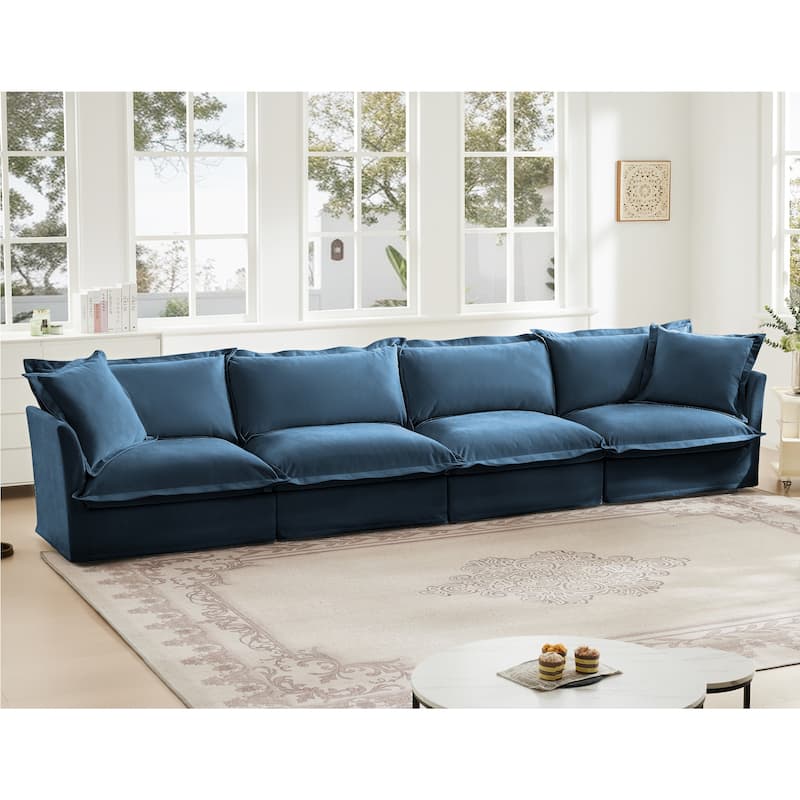 4-Seater Chenille Sofa with Removable Cover for Living Room