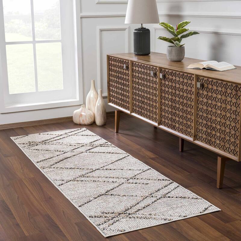 Hauteloom Butch Living Room, Bedroom Patio Outdoor Area Rug - Farmhouse - Taupe,Beige - 2' x 3'