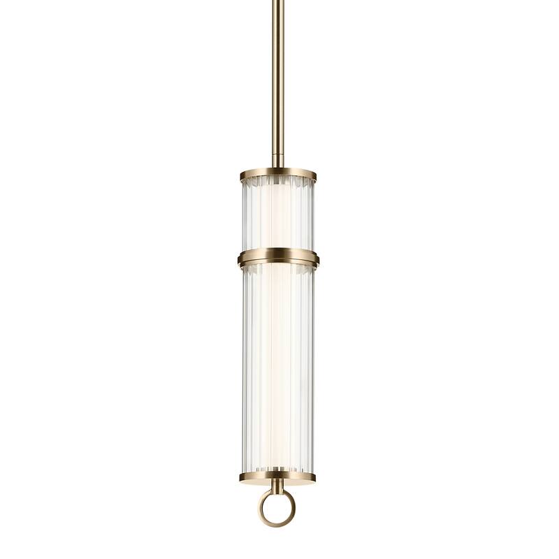Kichler Lighting Riven 15.5 Inch LED 1 Light Pendant with Clear Fluted Glass in Champagne Bronze