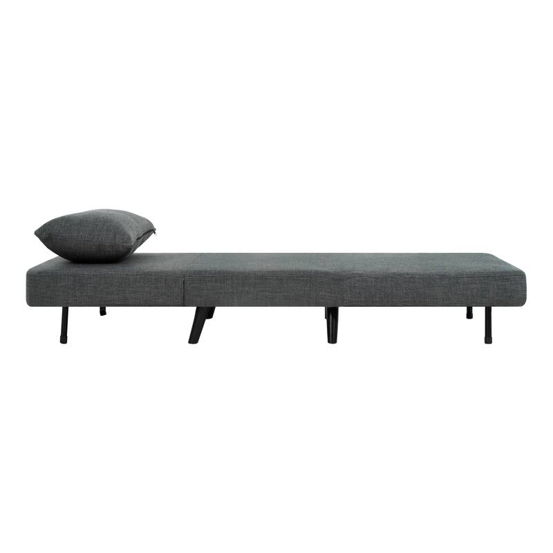 3 in 1 Foldable Linen Chaise Lounge with Adjustable Backrest, Footrest & Detachable Pillow, Convertible Chair Bed, Accent Chair