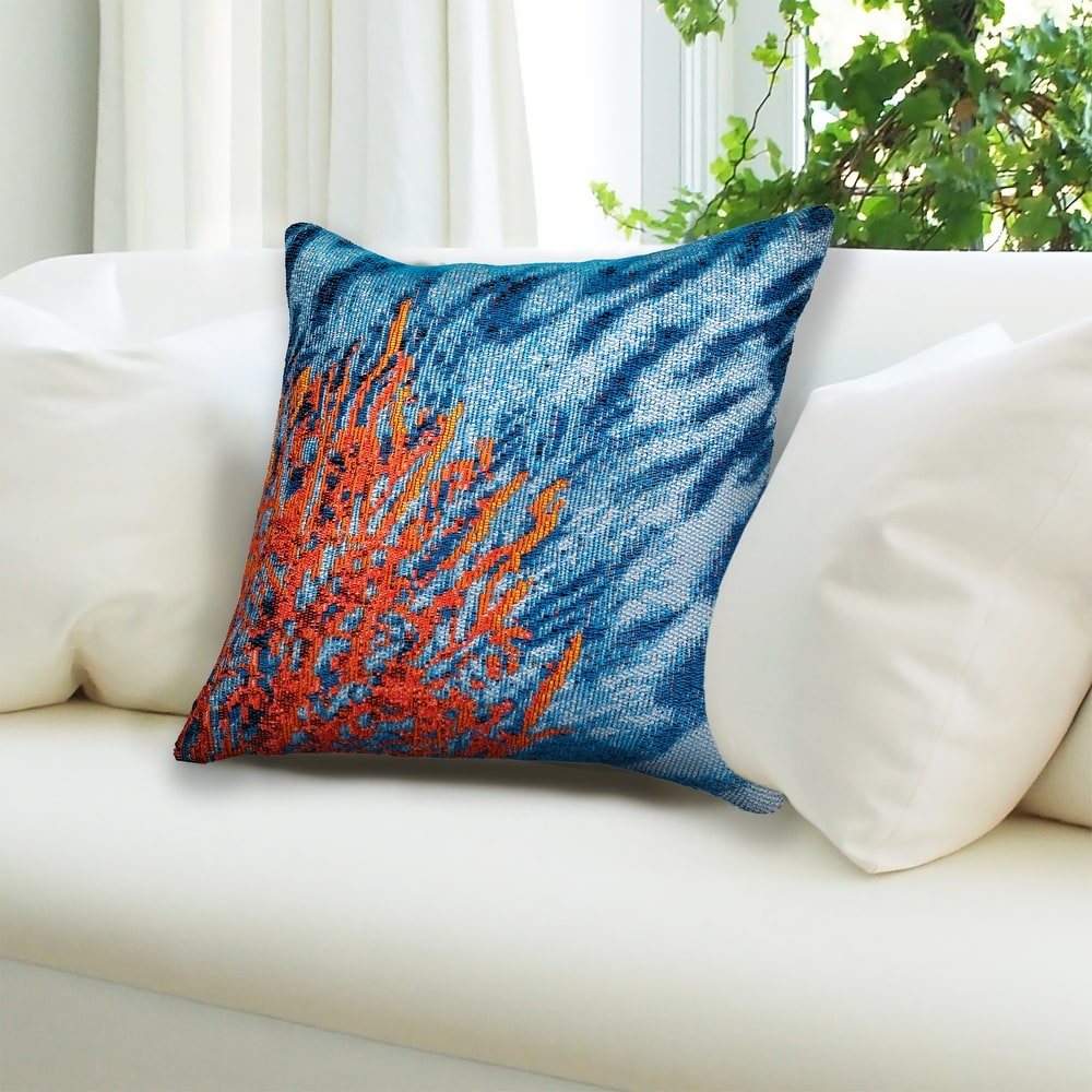 Summer Coastal Throw Pillows 18x18 Inch Set of 2 Coral Branch
