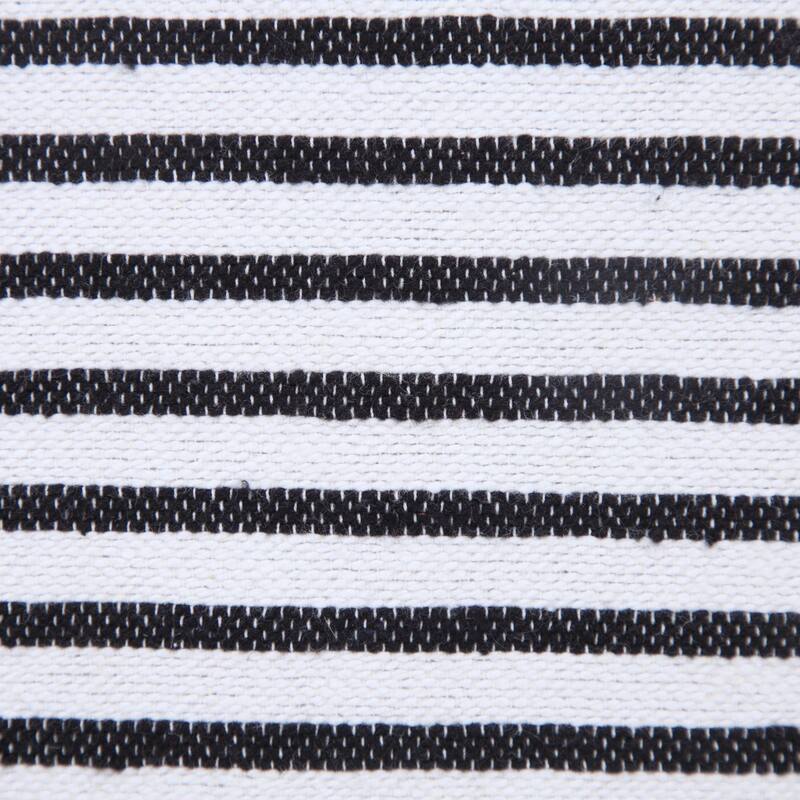 20" White and Black Striped Tassels Square Throw Pillow