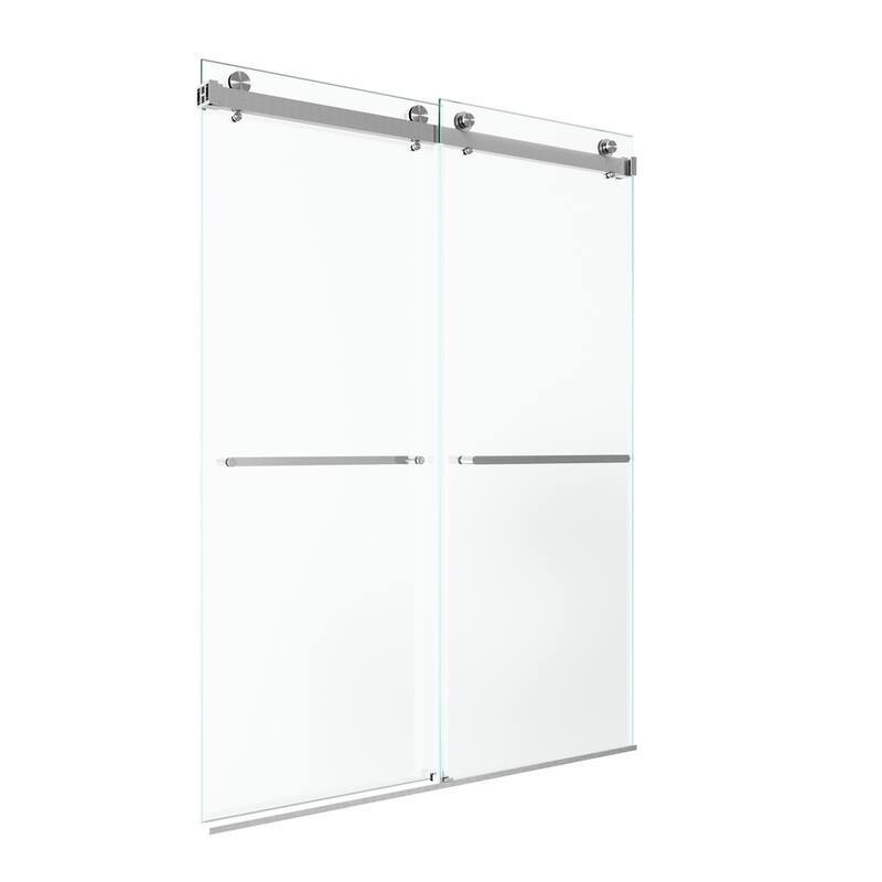 GDFStudio - Modern Minimalist Frameless Double Sliding Shower Door with 3/8" SGCC Tempered Glass & Stainless Steel Hardware