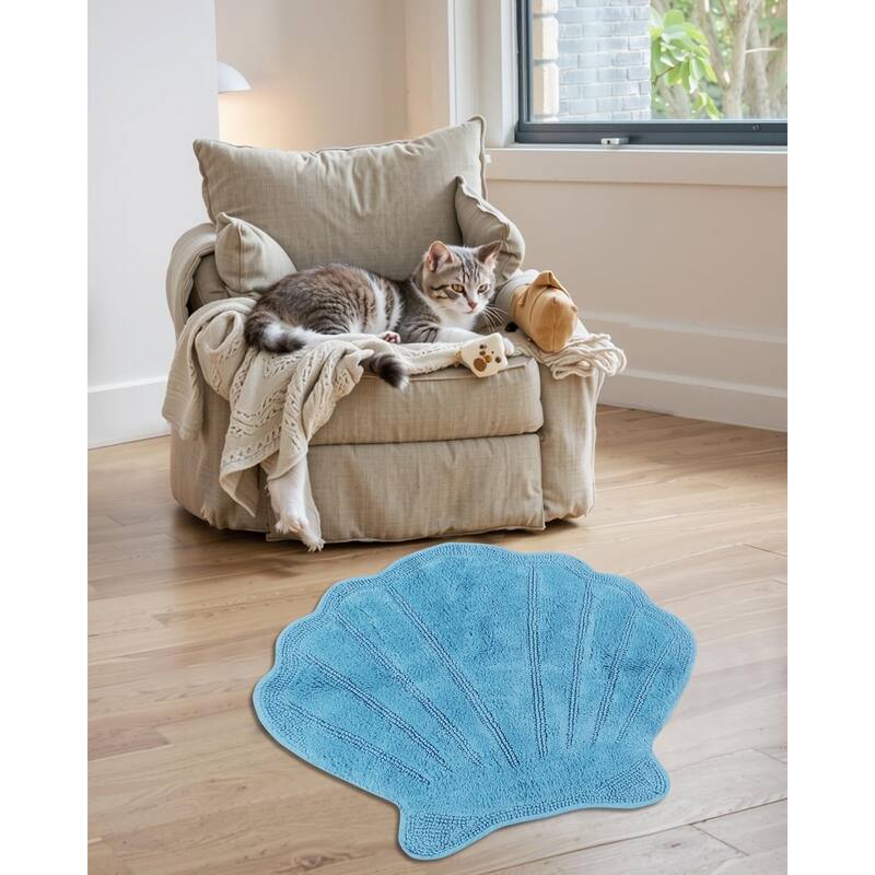 Better Trends Seashell Bath Rug 100% Cotton Absorbent Reversible Bathroom Mat Marilyn Collection