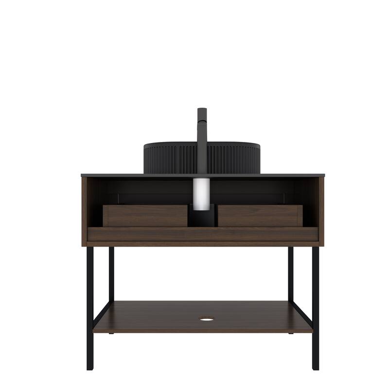 High Quality Bathroom Vanity Cabinets with Oval Basin Open Shelves