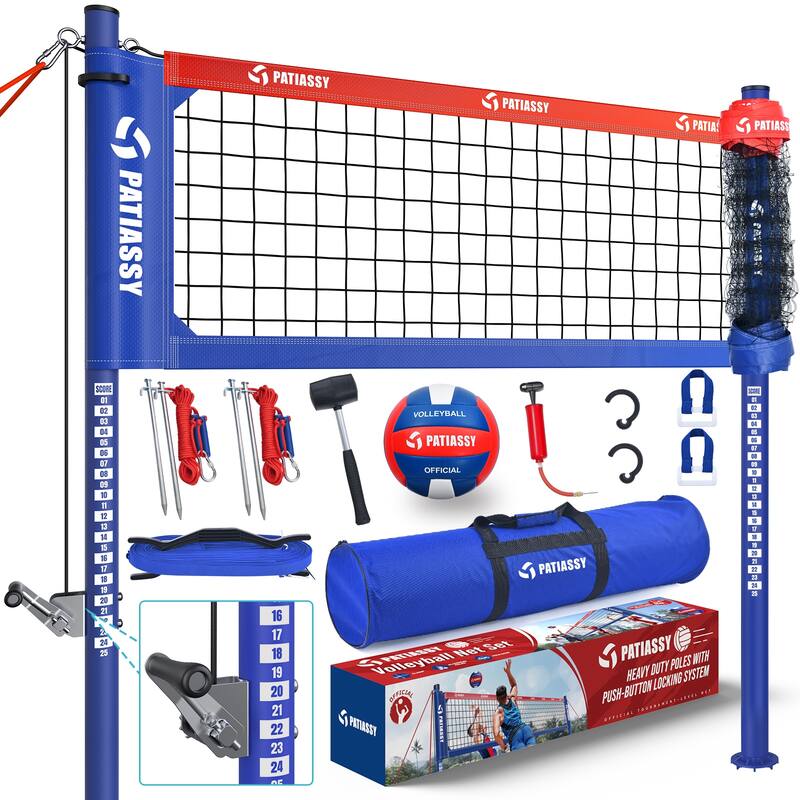 Volleyball Net for Backyard with Adjustable Aluminum Poles Boundary Line Heavy-Duty Winch System