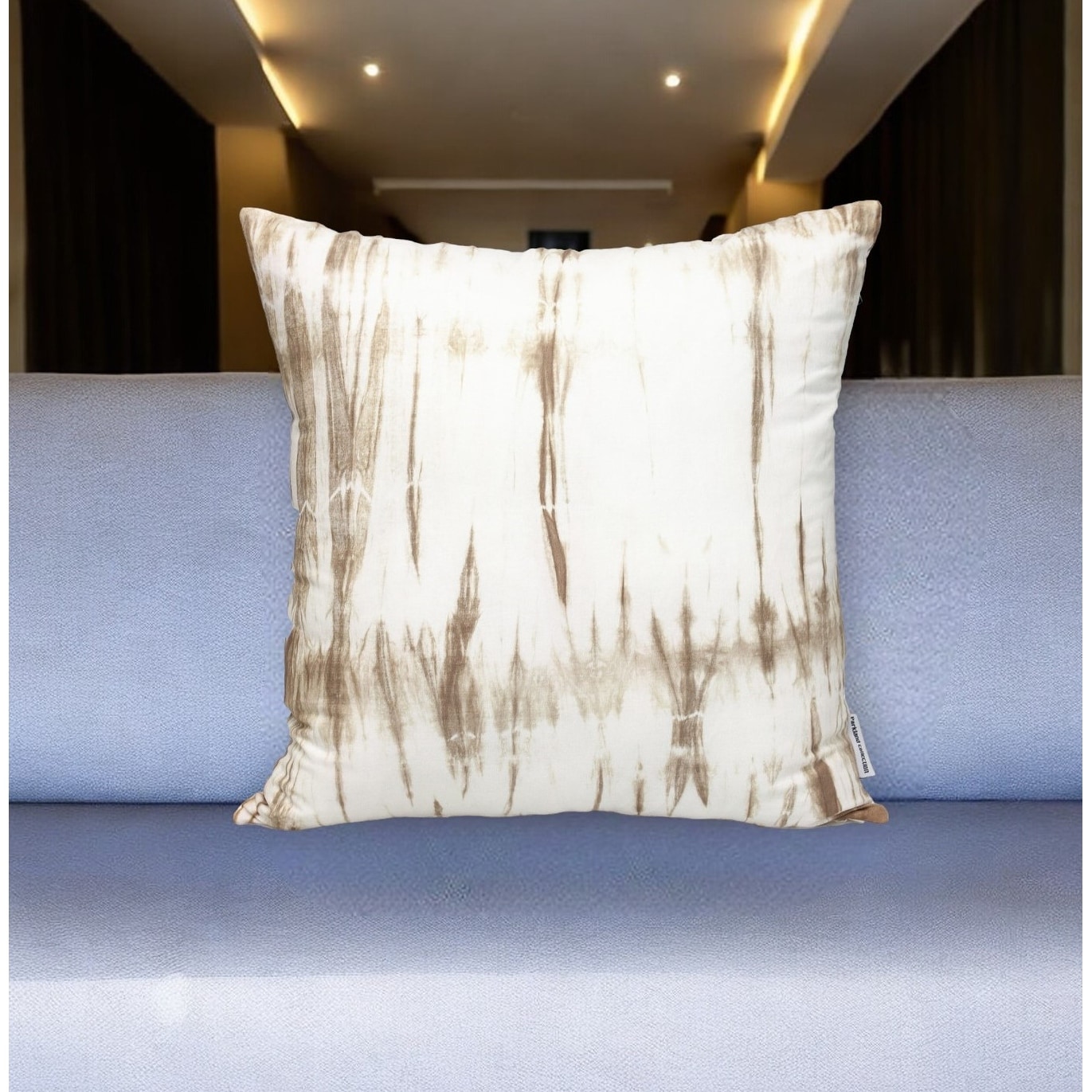 HomeRoots 20" Brown and White Striped Cotton Throw Pillow