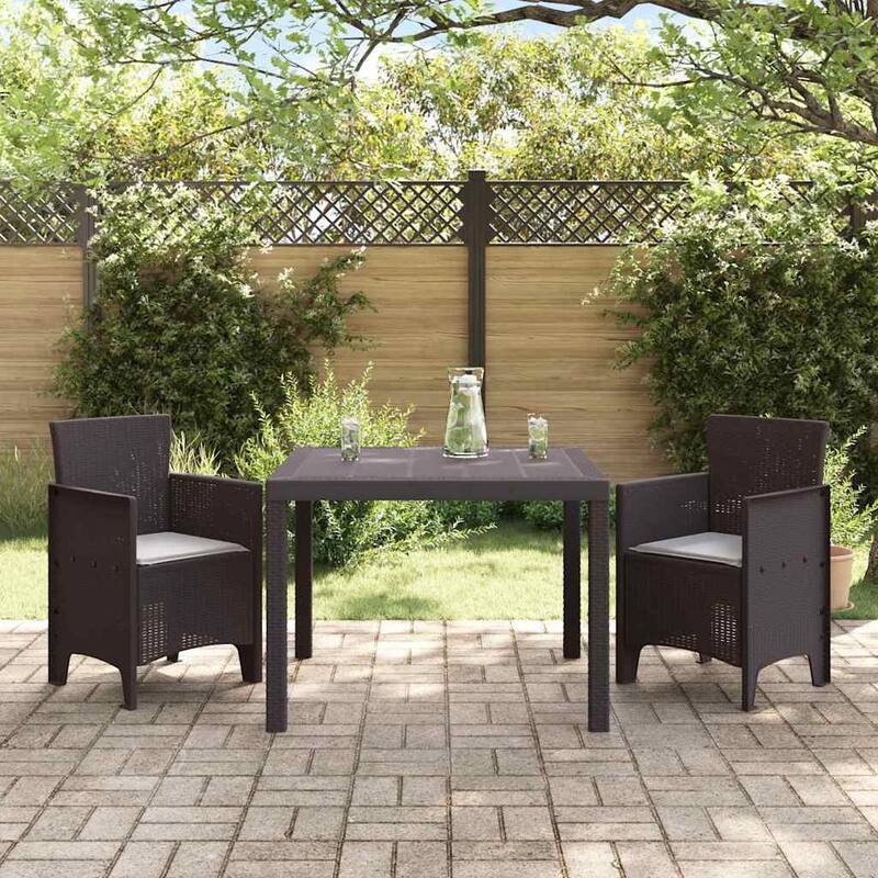 vidaXL Garden Dining Set 3/5 pcs Anthracite/Brown Polt rattan - 100 x 100 x 73 cm