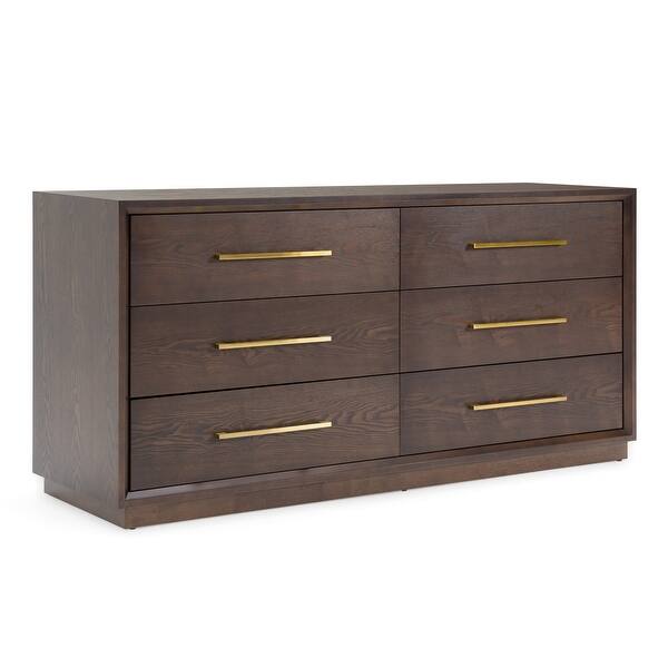 Modrest Manhattan Contemporary Brown Oak and Gold Dresser - Bed Bath & Beyond
