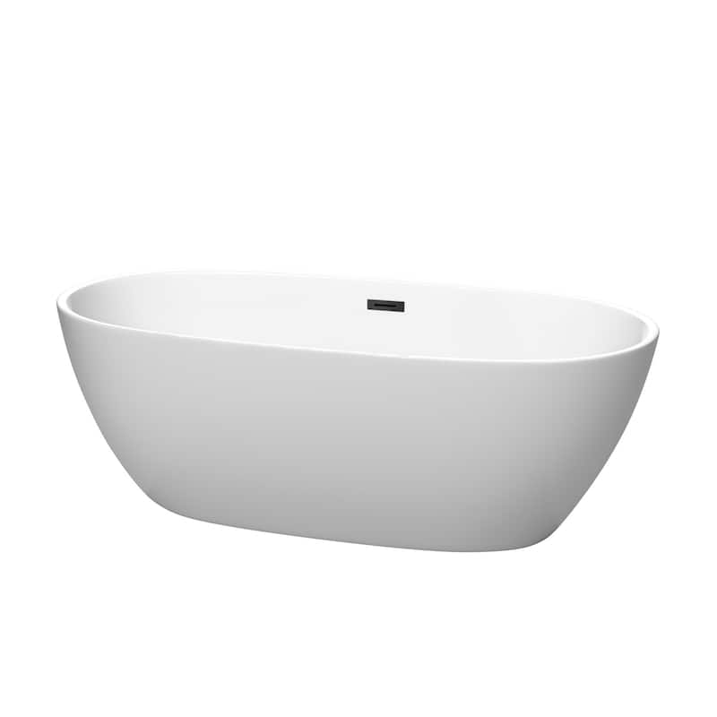 Wyndham Collection Juno 67" Free Standing Acrylic Soaking Tub with - Matte White / Matte Black Trim