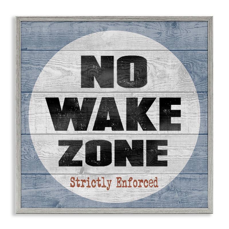 Stupell No Wake Zone Beach Plank Framed Giclee Texturized Art, 12 x 1.5 x 12, Made in USA