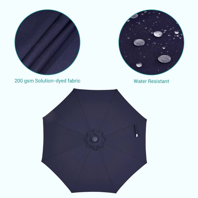 BONOSUKI 9ft Patio Solar Umbrella LED Patio Market Steel Tilt w/Crank