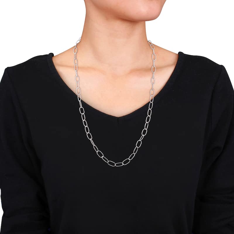 Miadora Sterling Silver Twisted Rolo Necklace