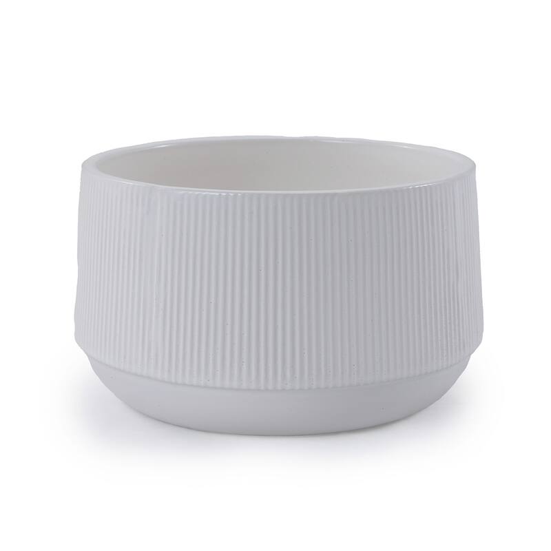 Modern Striped Planters Glossy Ceramic Pots for Indoor/Outdoor Decorate (2pc)