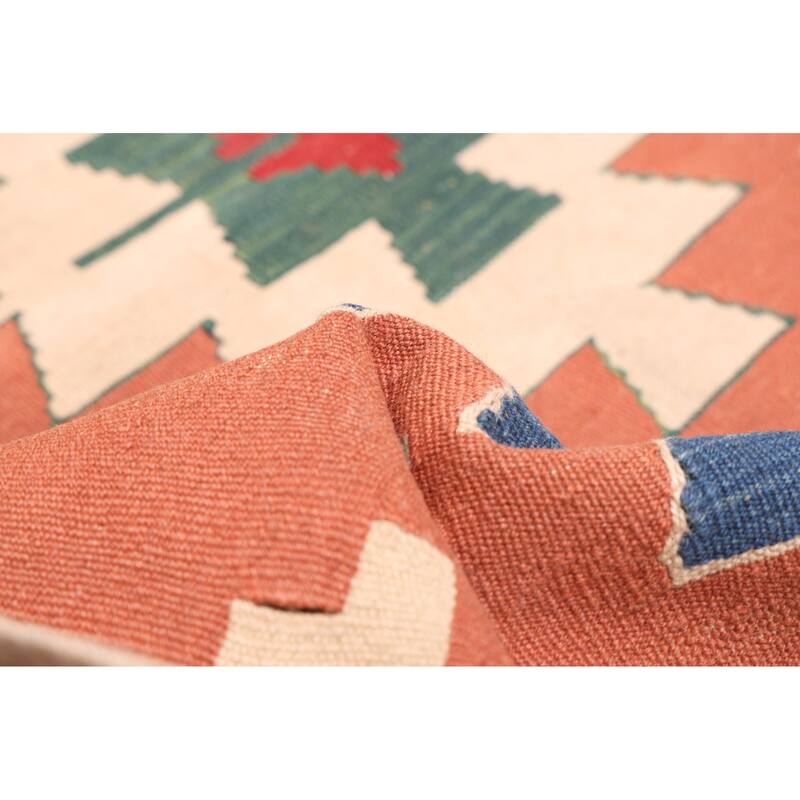 ECARPETGALLERY Flat-Weave Bold and Colorful Dark Copper Wool Kilim - 3'10 x 5'7