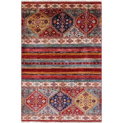 Golden Nile Khorjin Persian Gabbeh Hand Knotted Wool Rug - 3' 3" X 4' 10"