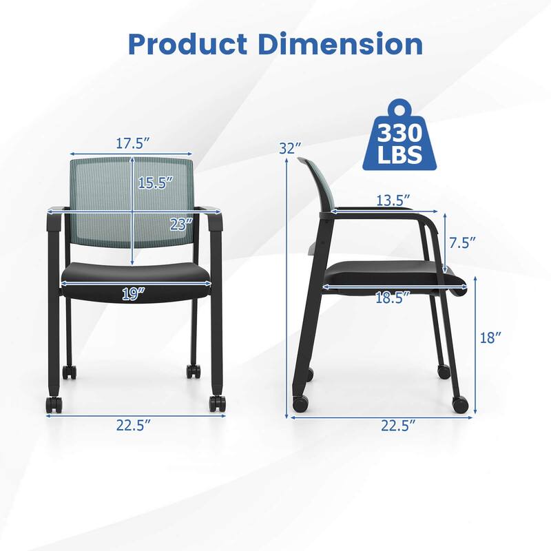 Costway Conference Chairs Set of 2/4 Stackable Office Guest Mesh Chair