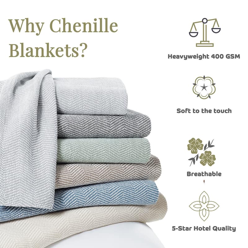 Aston & Arden Luxury Chenille All Season Chevron Blanket