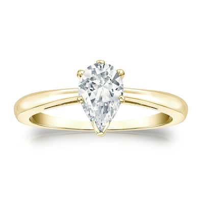 Auriya 14k Gold 1ctw Pear Shape Solitaire Diamond Engagement Ring (G-H, VS1-VS2)