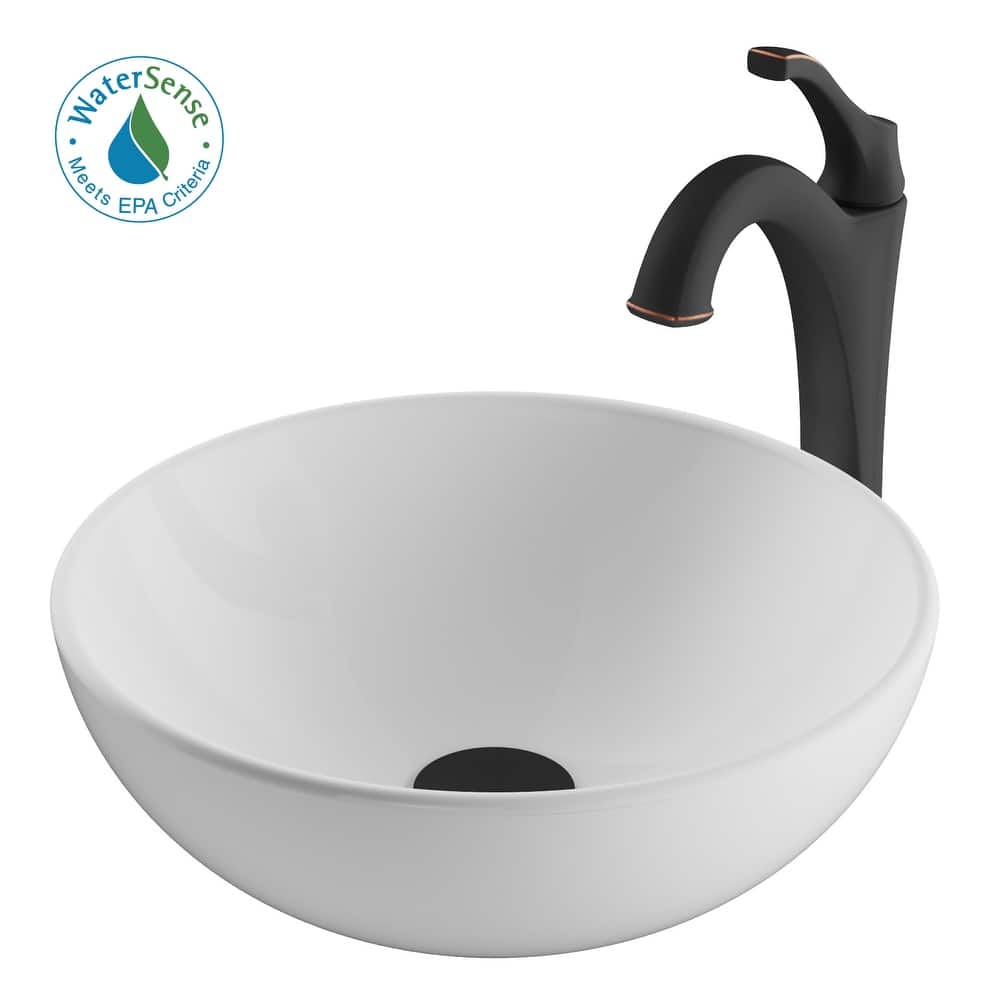 Kraus Elavo and Arlo 13-11/16" Vitreous China Vessel Bathroom Sink