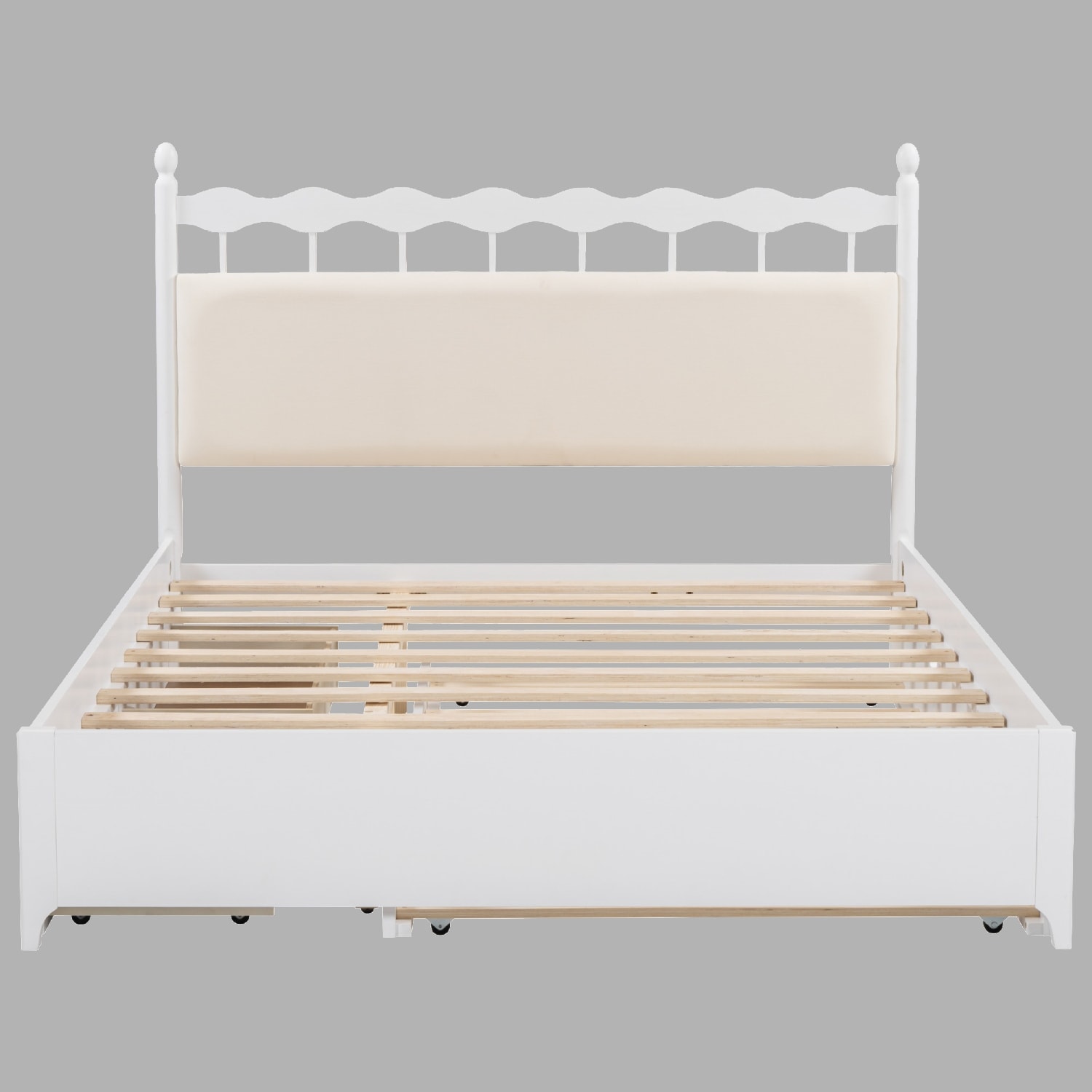 Queen Wooden Storage Bed with Pull-Out Trundle and Drawers, Perfect for Contemporary Bedrooms