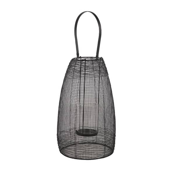 Gold Metal Decorative Indoor Outdoor Candle Lantern with Handle - 9 x 9 x 16