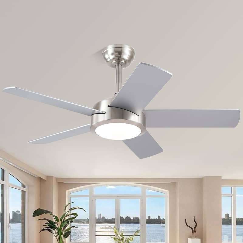46“/52” Inch Modern Ceiling Fan with LED and Remote,5 Plywood Blades,Remote and APP Control