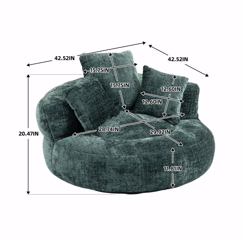 Durable Lazy Sofa Comfort Lounger, High Back Bean Bag Couch with 3 Pillows