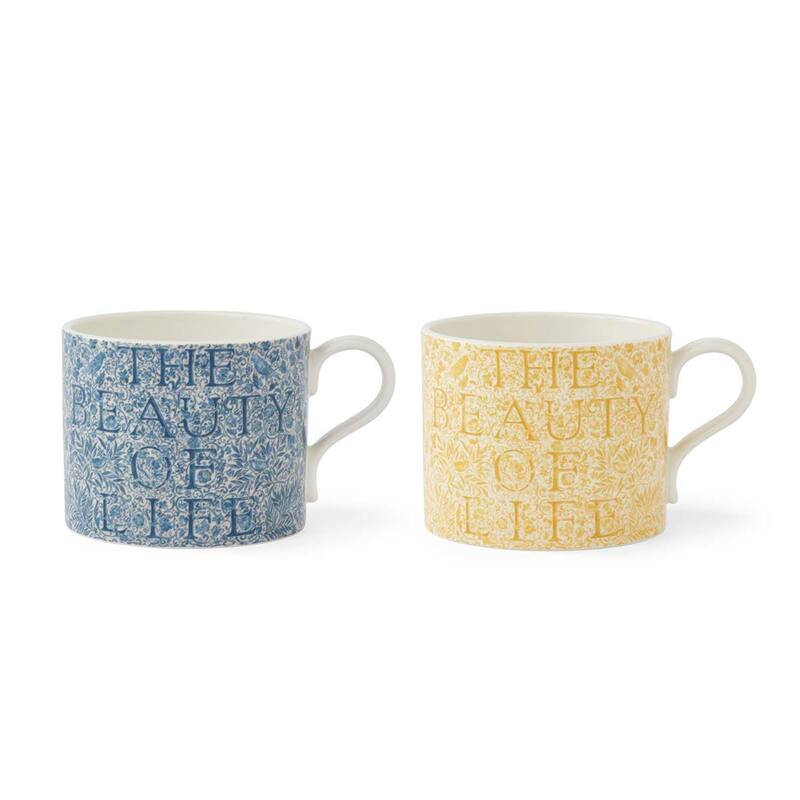 Portmeirion Morris & Co The Beauty Of Life Mugs, Set of 2 - 12 oz - 2 Piece - Beauty Of Life - 12 oz