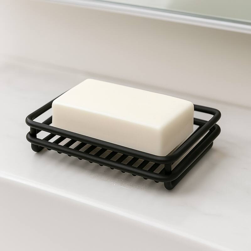 Creative Home Black Powder Coated Metal Wire Soap Dish